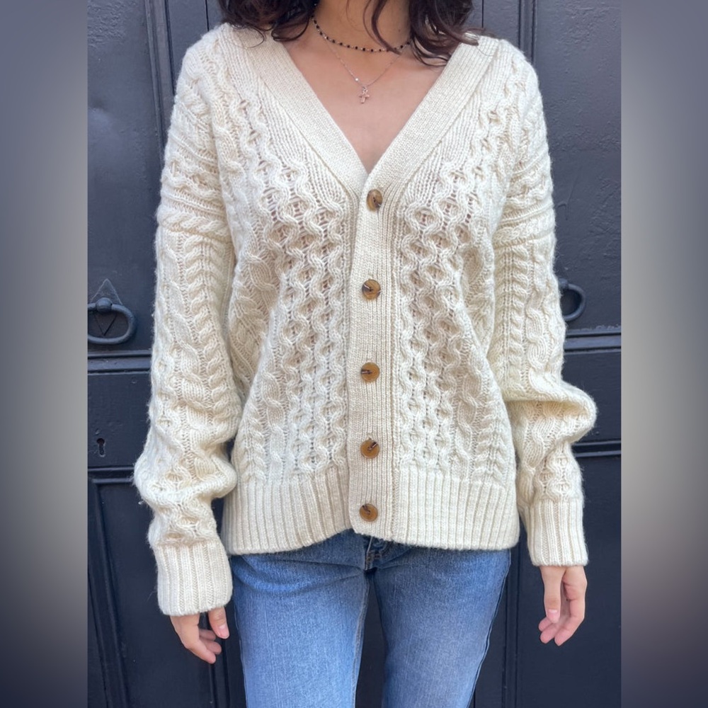 Brandy Melville Eva Heavy Wool Cableknit Cardigan